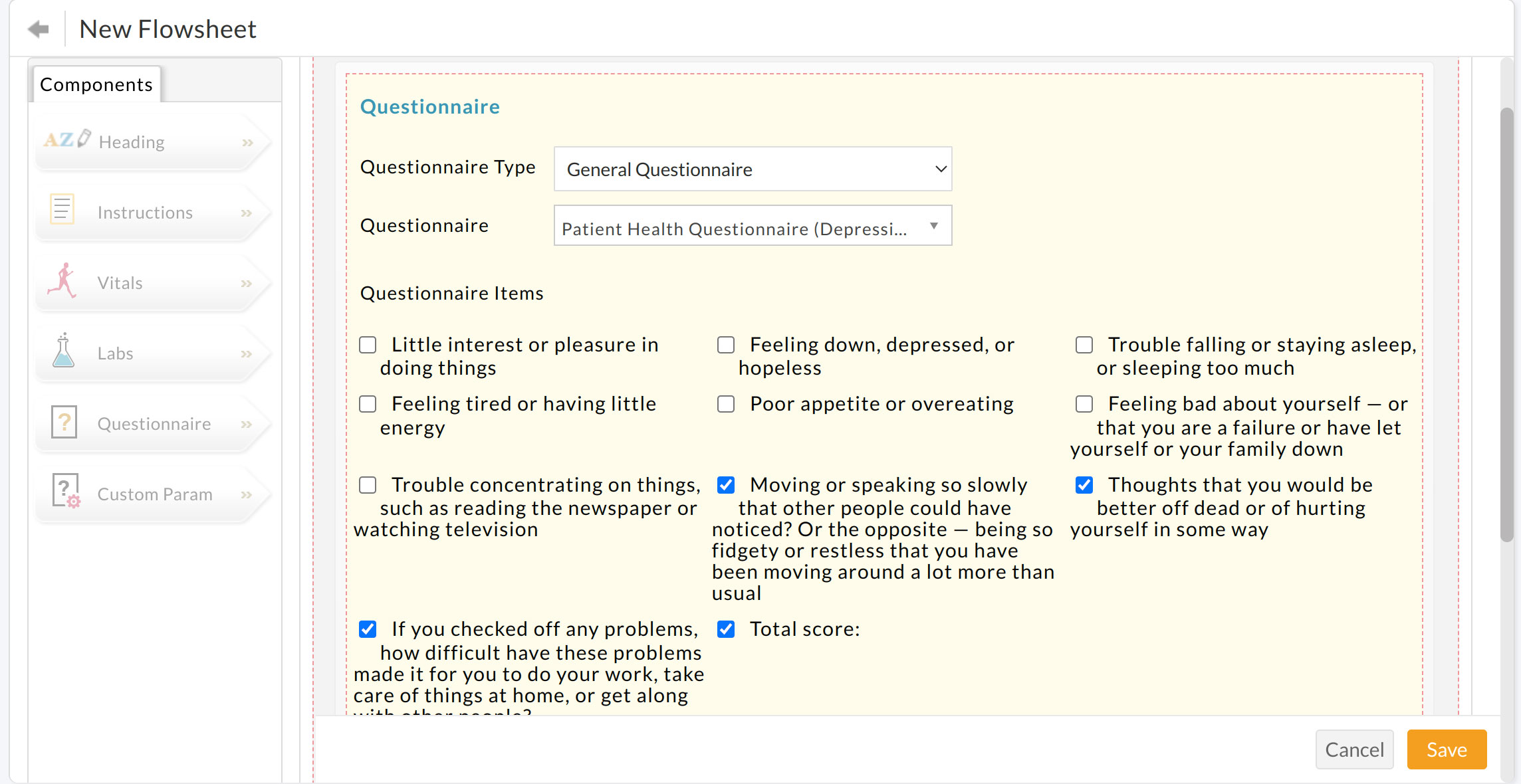 Flowsheet Questionnaire