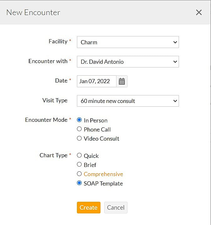New SOAP Template Encounter