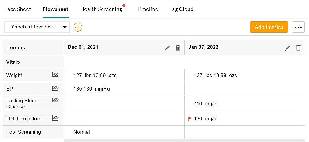 Patient Flowsheet View