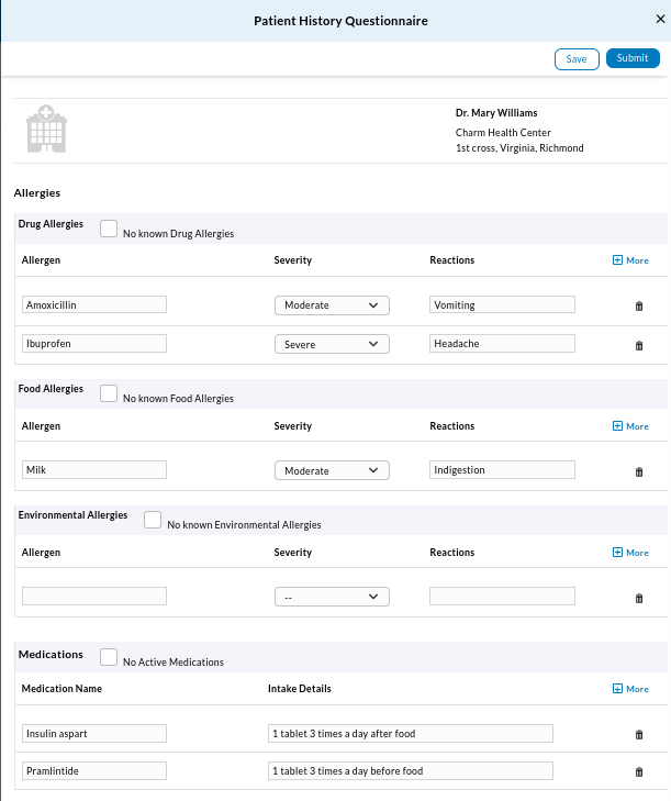 Patient History Questionnaire