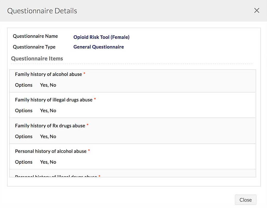 Questionnaire Details