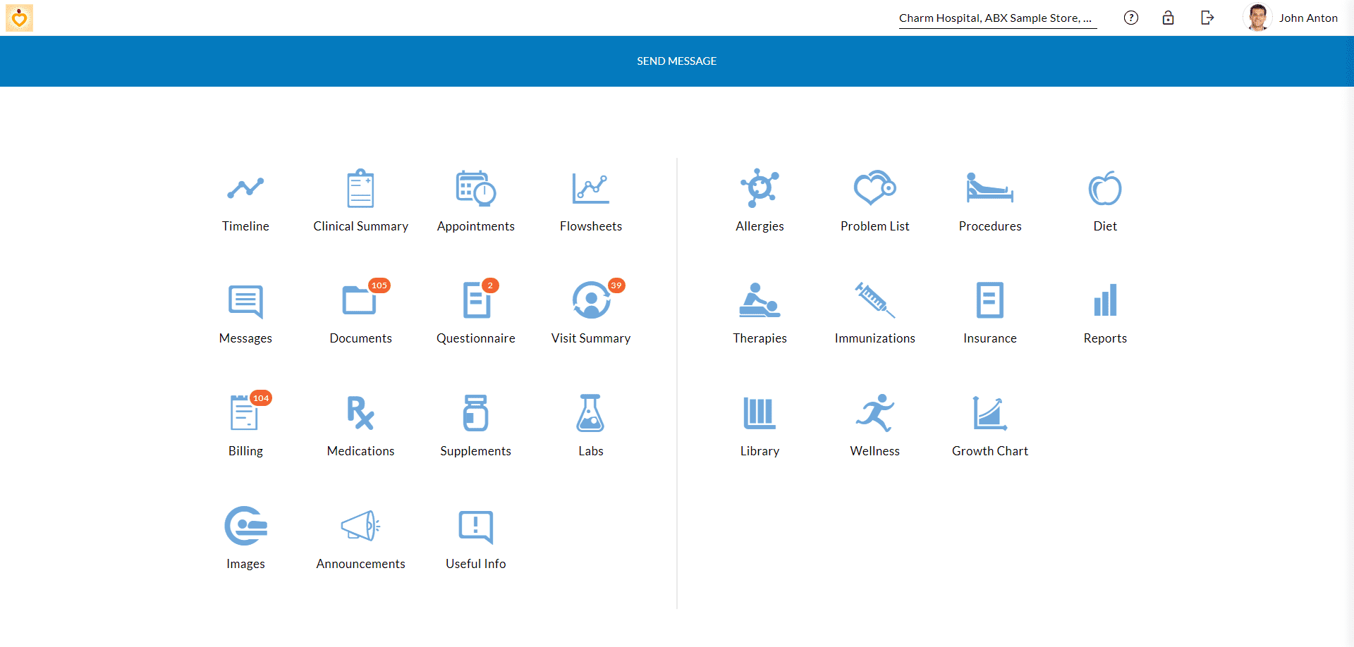 Secondary PHR Account Dashboard