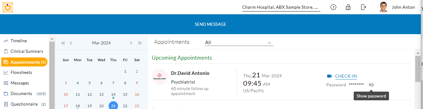 TeleHealth Appointments from Secondary PHR Account