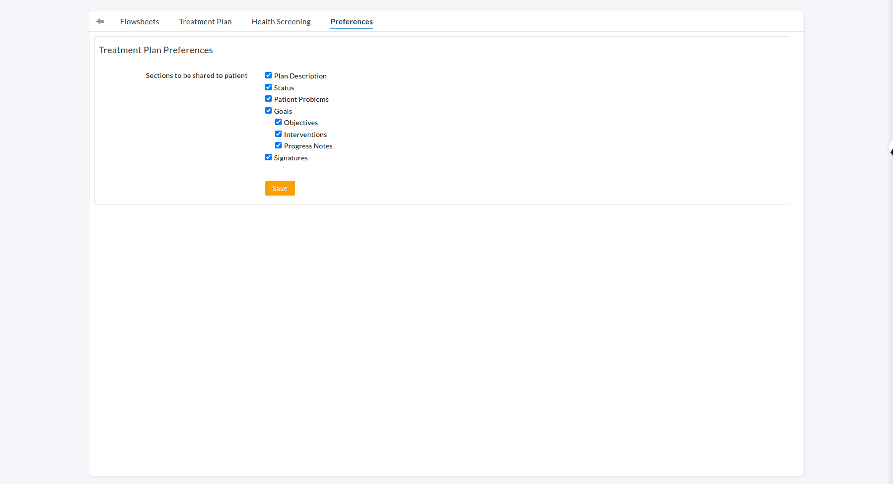 Treatment Plan Preferences