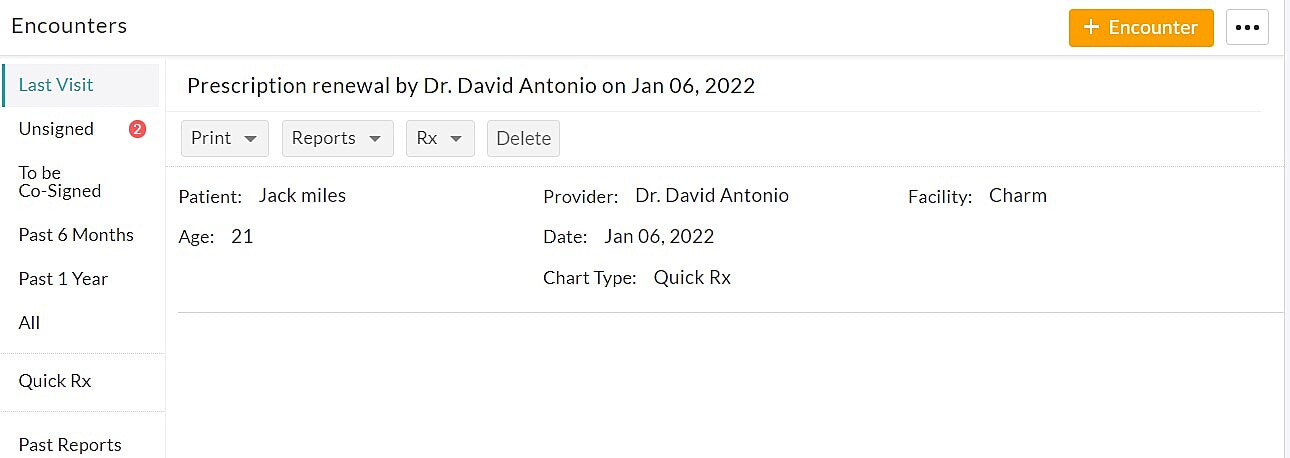 View Past Encounters