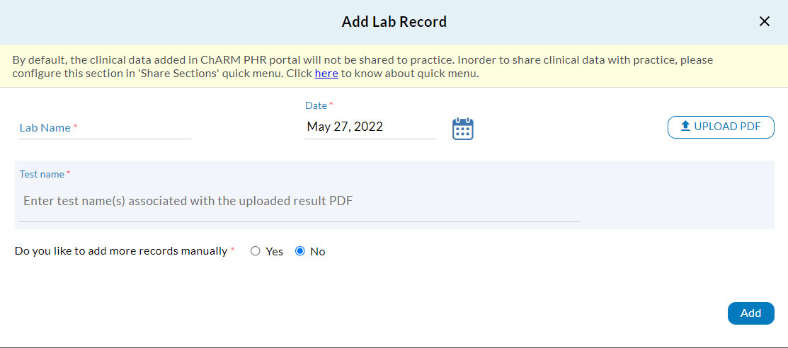 Add Lab Results