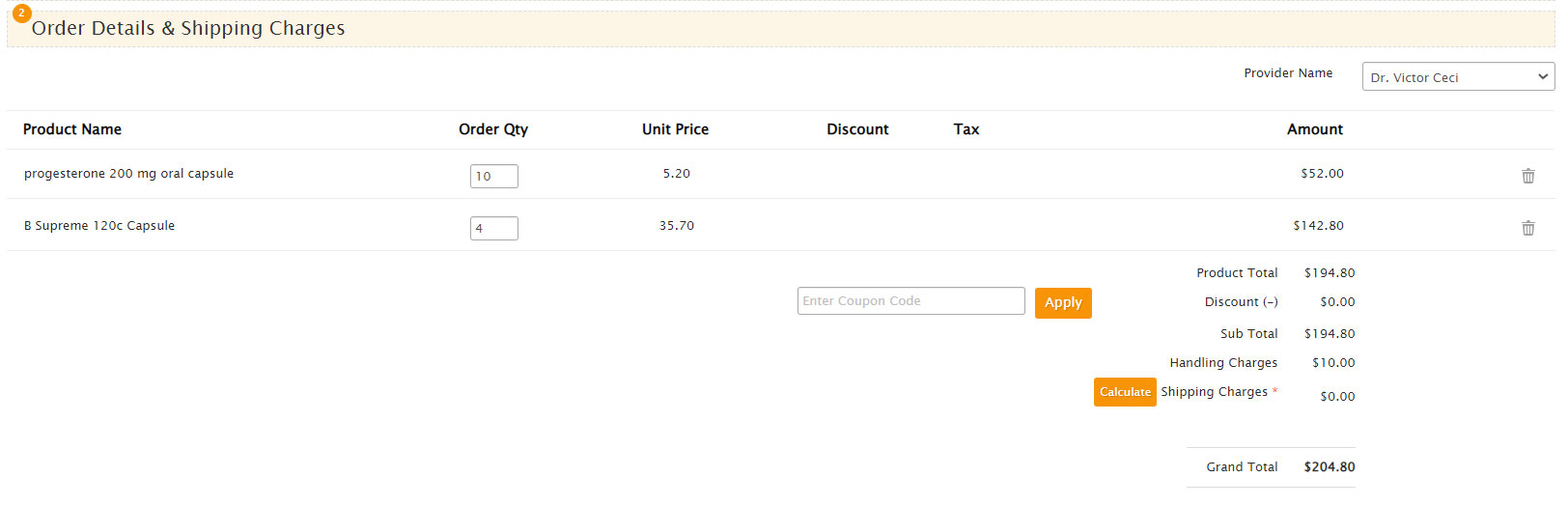 Calculate Shipping Charges