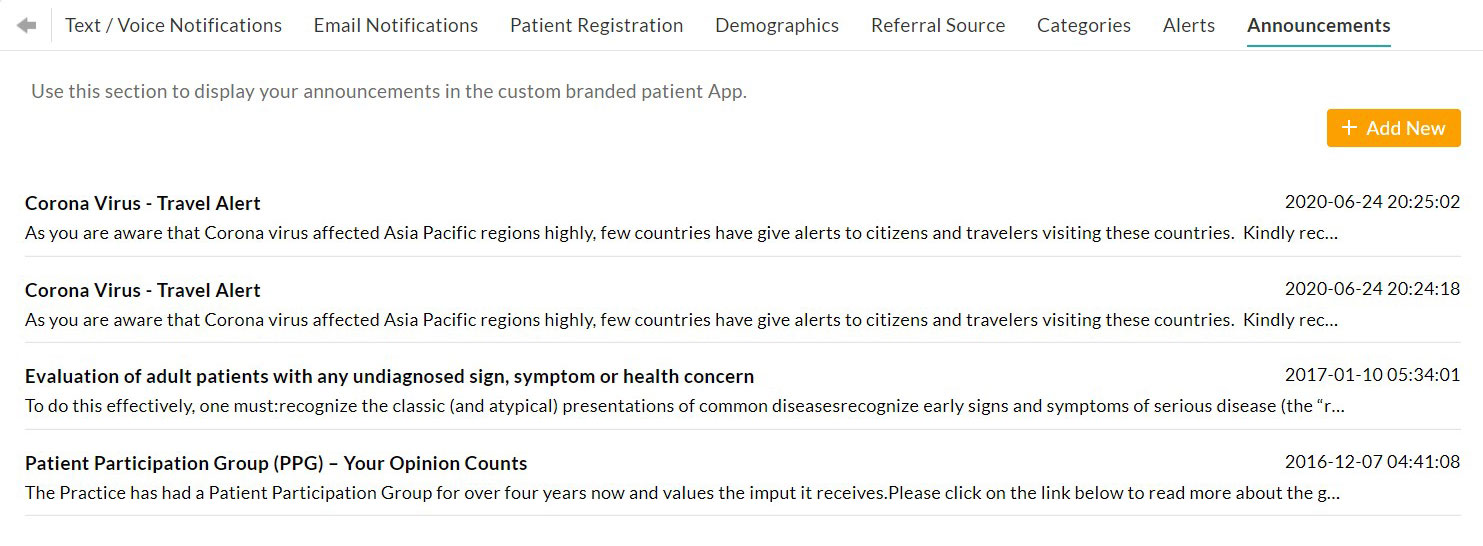 Practice Announcements