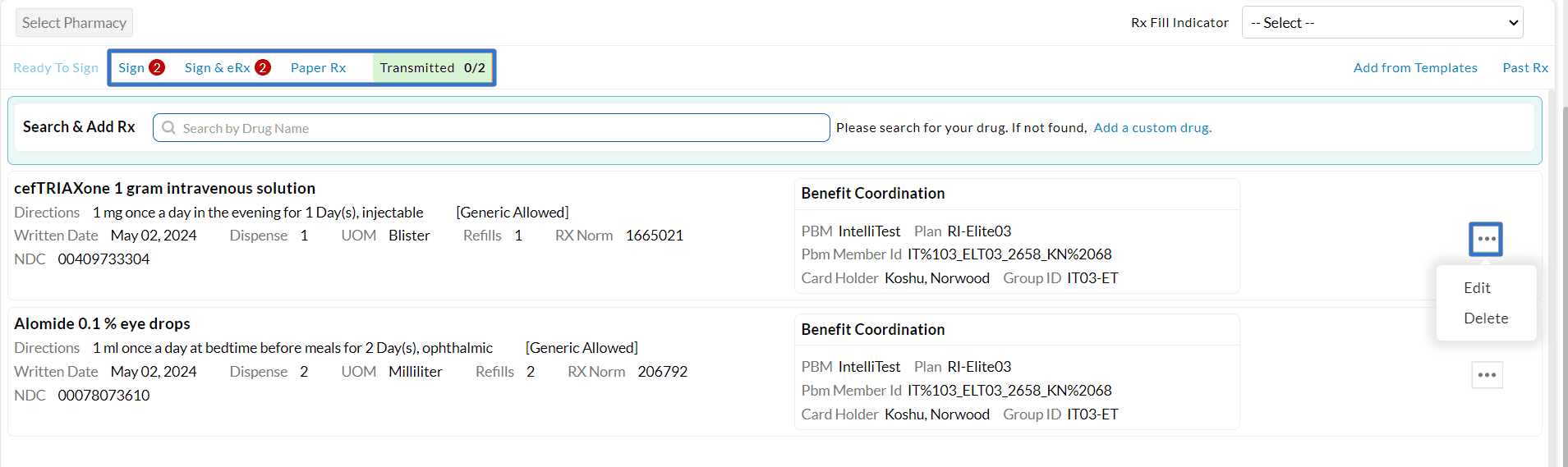 Sign and Rransmit Prescriptions