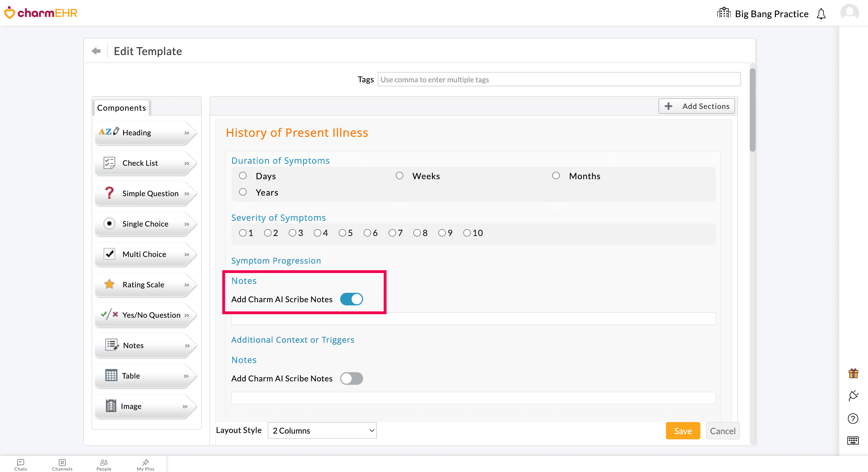 Add Charm AI Scribe Notes