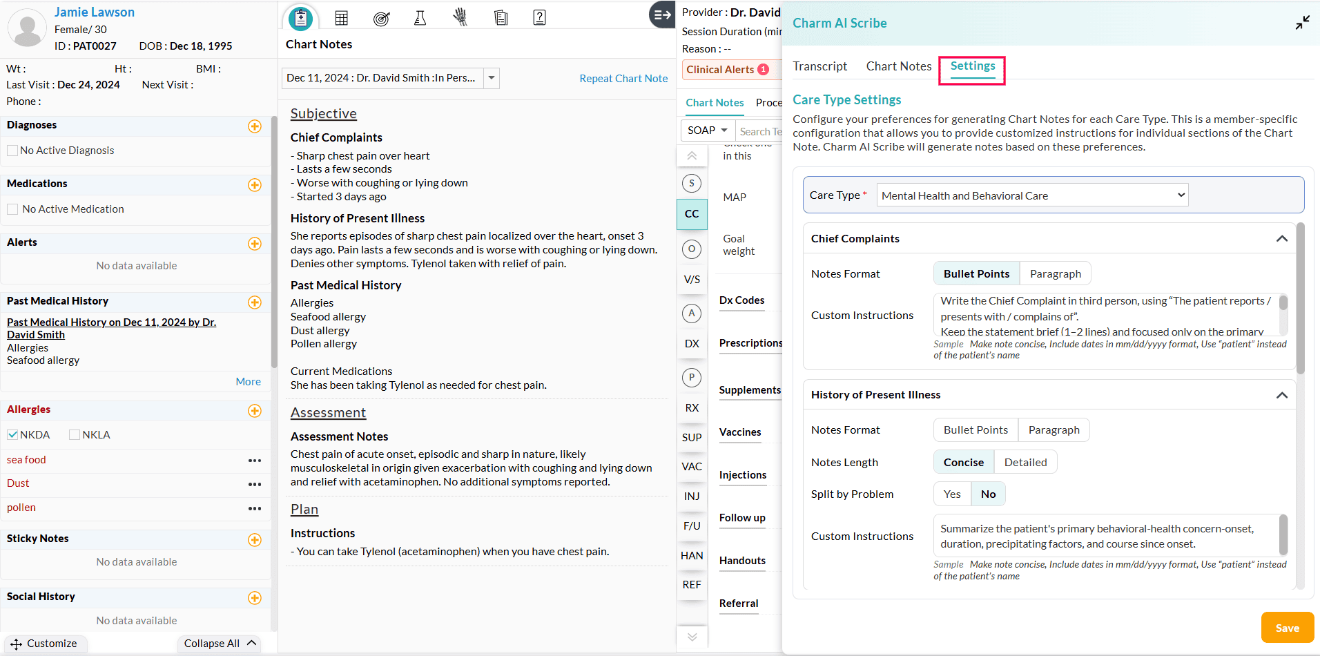New Charm AI Cribe Settings New Charm AI Cribe Settings