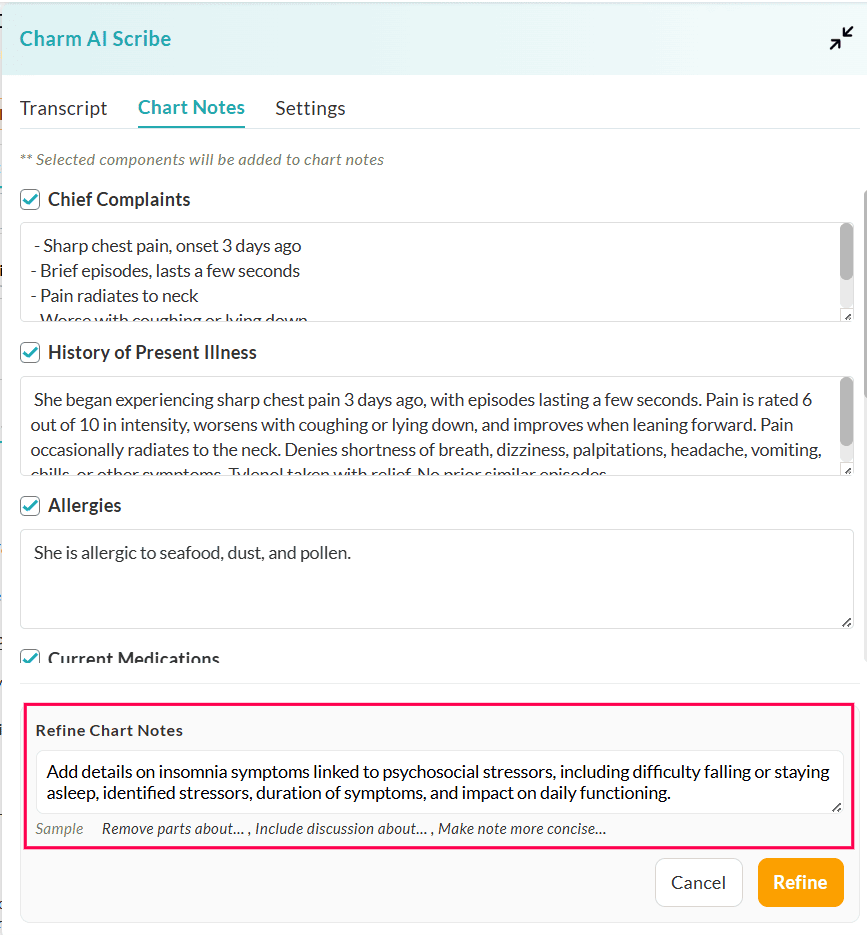 New Refine Chart Note New Refine Chart Note