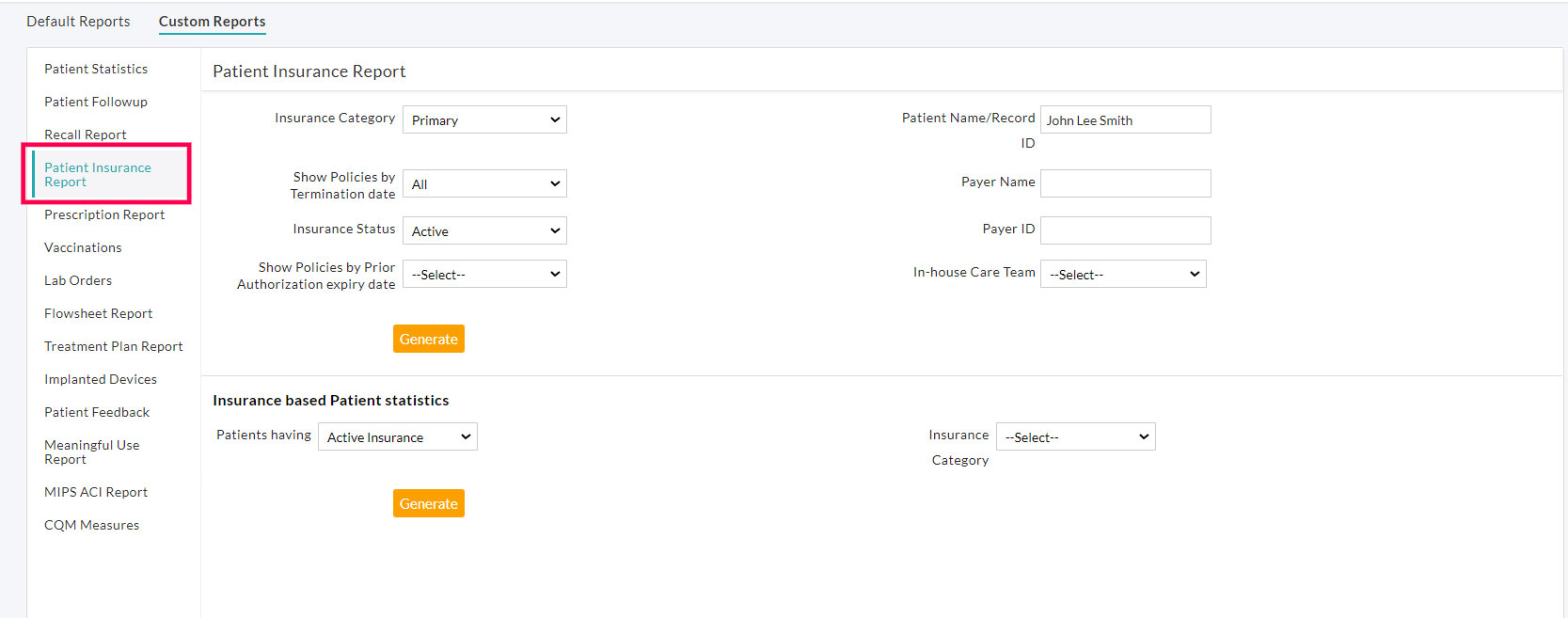 Patient Insurance Report