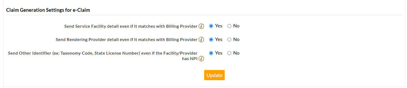 BillerPro Claim Generation Settings