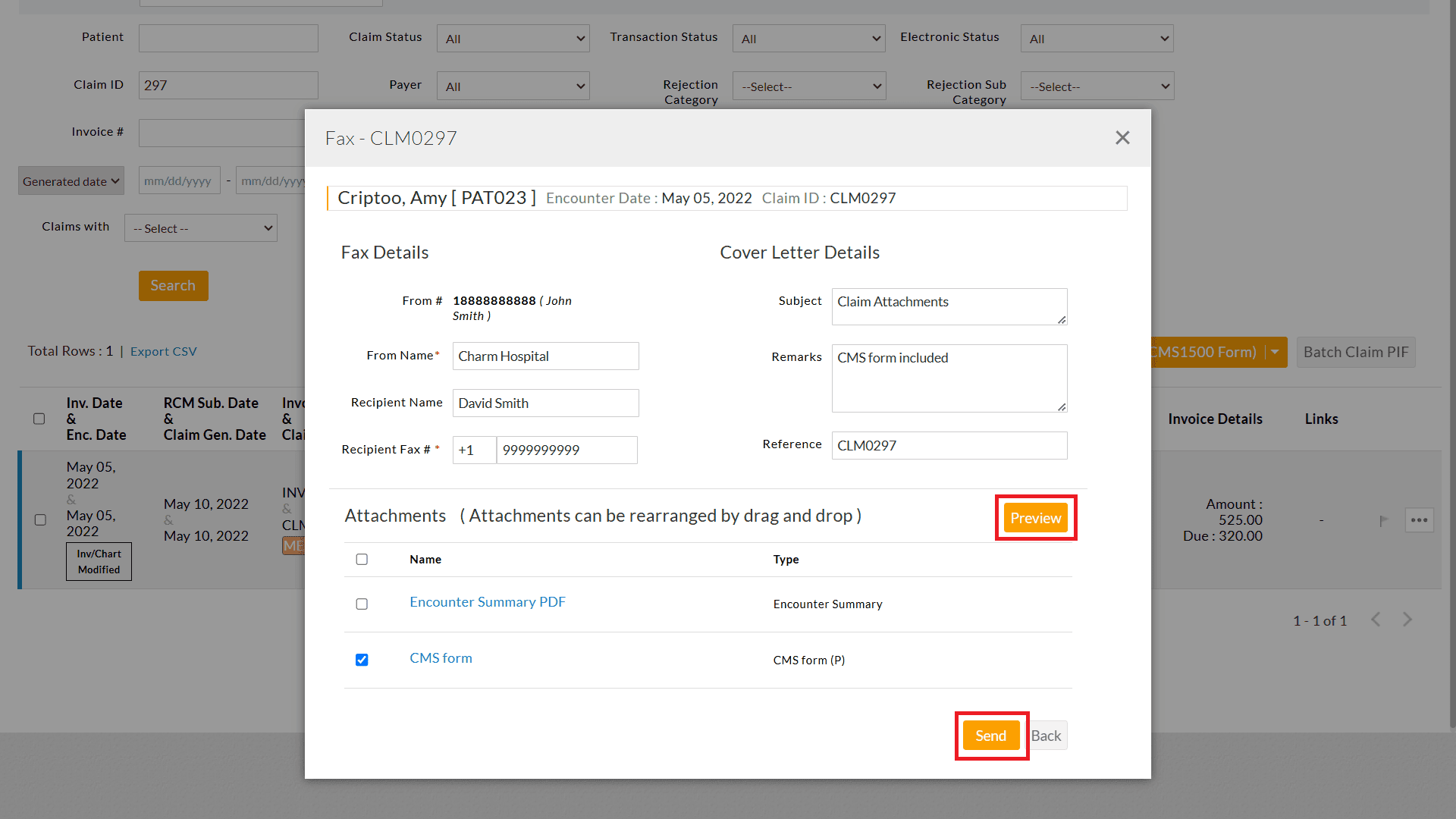 Send and Preview Fax