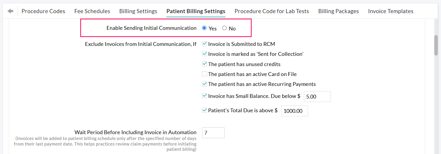 Enable Sending Initial Communication