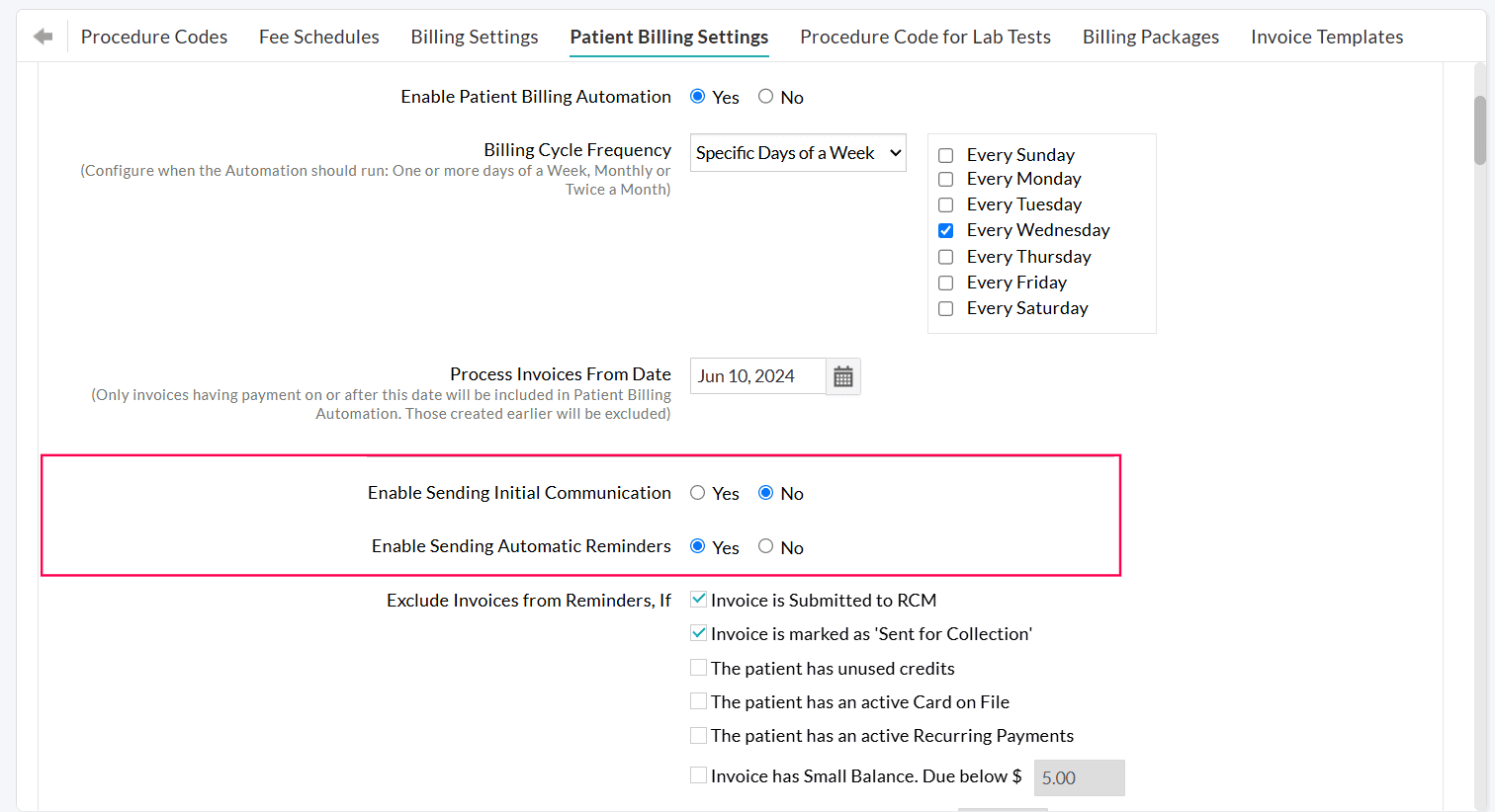 Enable Sending Reminders