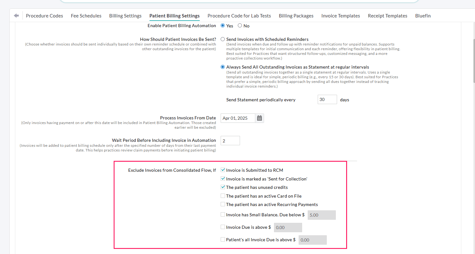 Excluding Statements for Automation