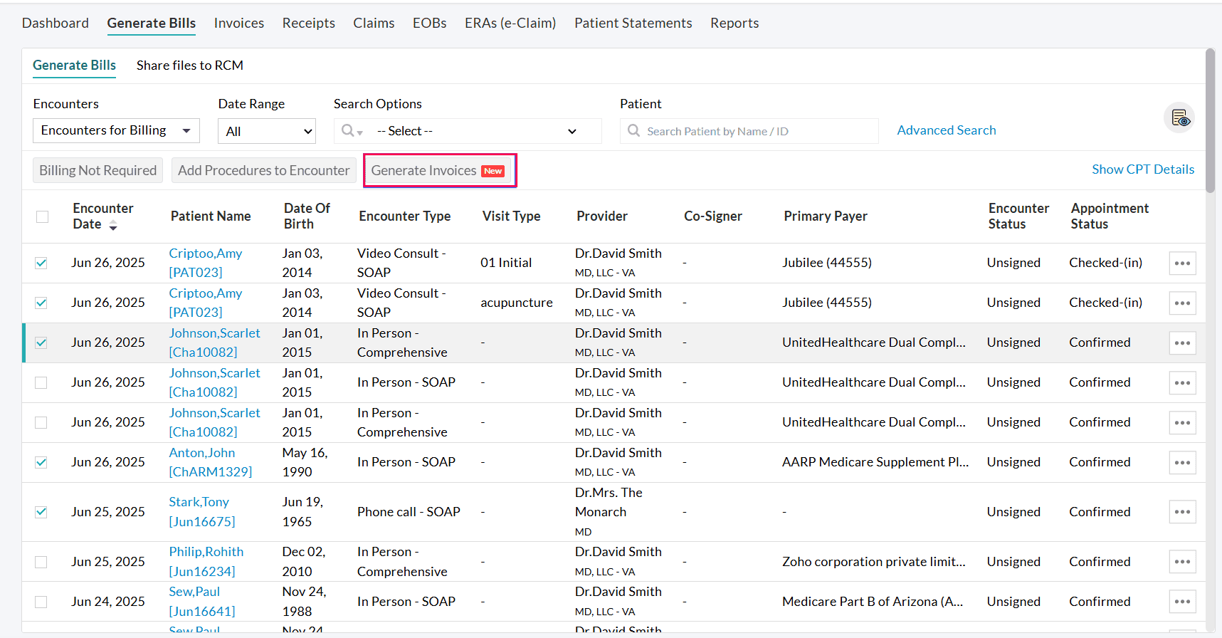 Generate Bulk Invoices