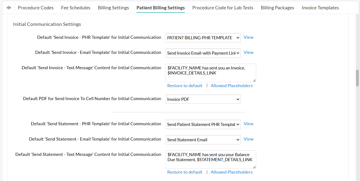 Initial Communication Settings