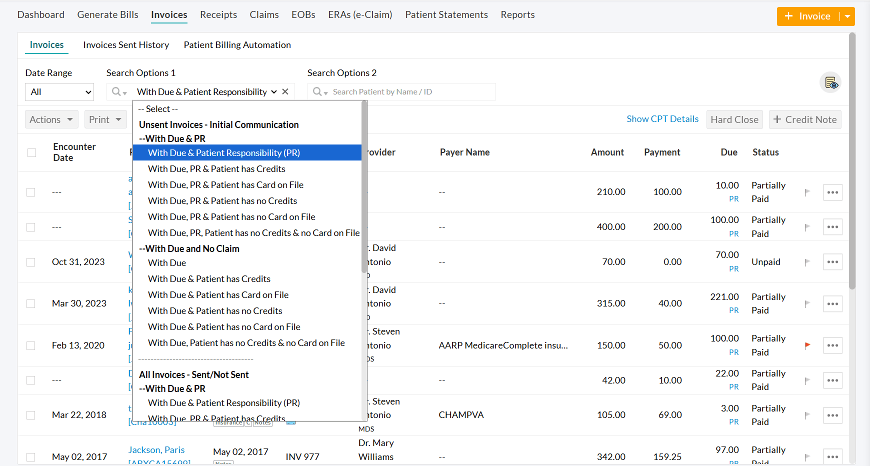 Invoices Eligible for Initial Communication
