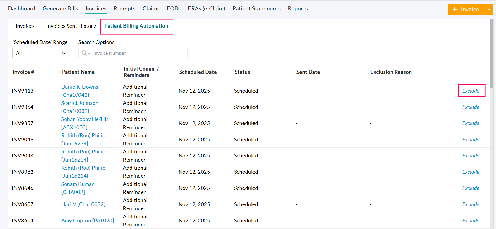 Invoices Patient Billing Automation