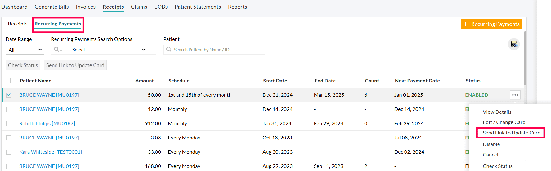 Send Link to Update Card