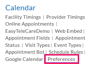 Calendar Preferences