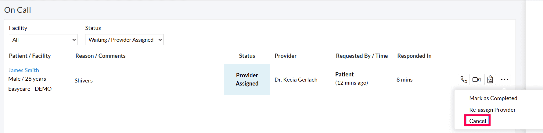 Cancel On Call Request