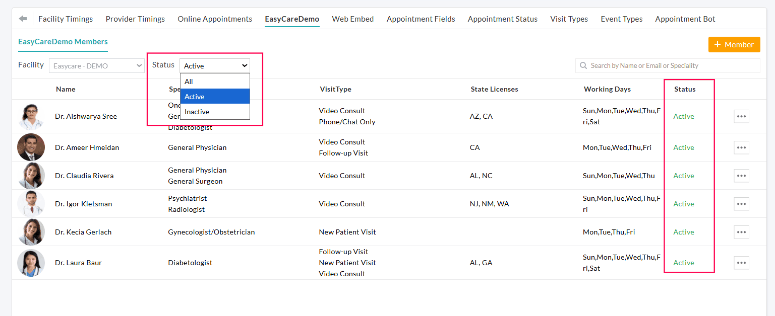 Status Filter Status Filter