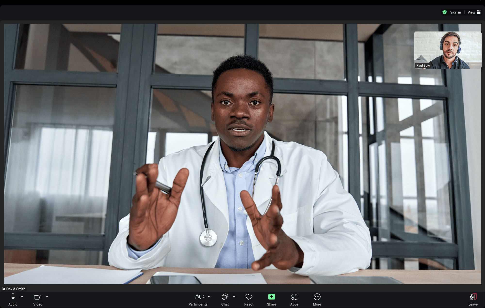 Patient View from Zoom